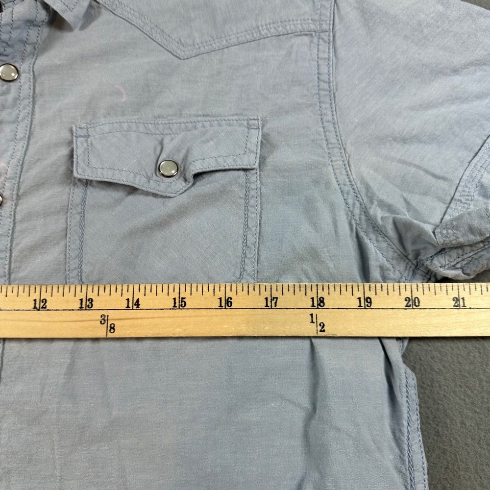 Urban Pipeline Mens Small Blue Pearl Snap Western Short Sleeve Cotton Shirt - Picture 6 of 9